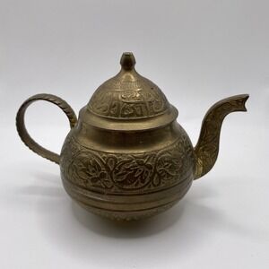 Old Bronze Carved Tea Pot Made in Turkiye